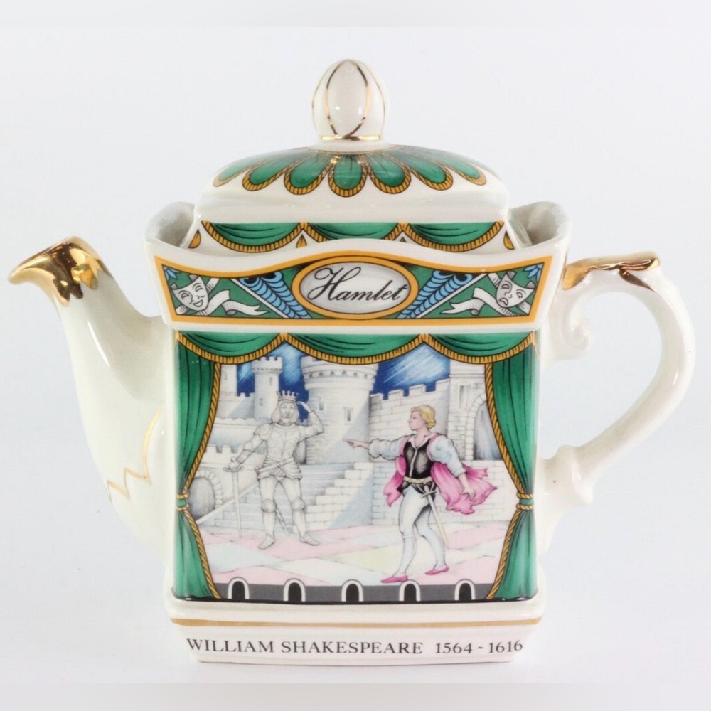 Hamlet Decorative Porcelain Teapot in Green and Gold